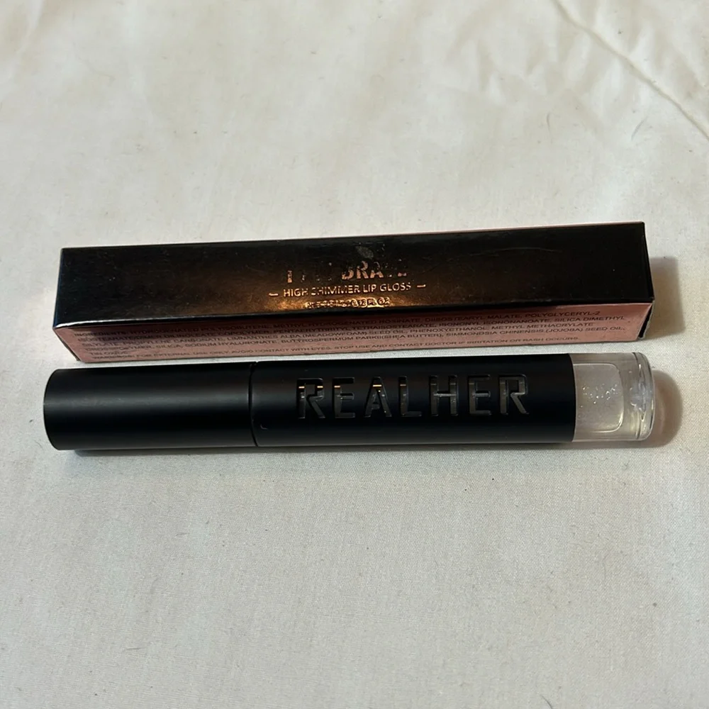 RealHer High Shimmering Lip Gloss- I Am Brave-ShimmerSilver  NIB